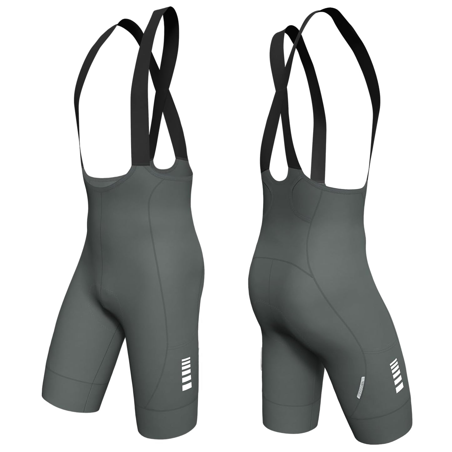 Lo.gas Cycling Bibs Men Shorts 3D Padded Bike Shorts High Stretch Quick-Dry 3 Pockets & 2.56 Inch Non-Slip Leg Grippers Grey L