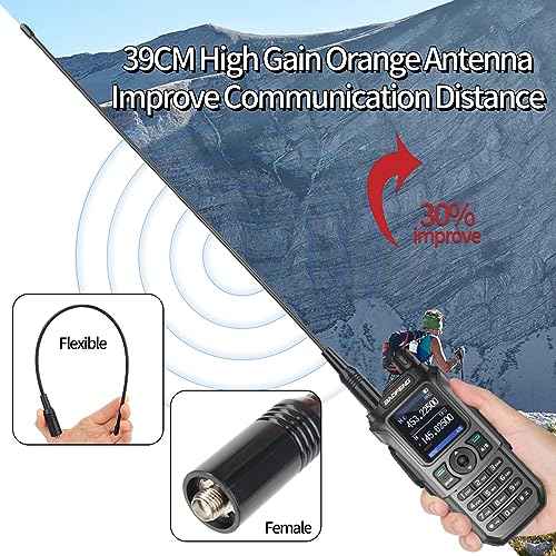 Ham Radio Baofeng Radio UV-21R Ham Radio Handheld Long Range Two Way Radio for Adults 5RM Rechargeable Walkie Talkies K5Plus with NOAA Weather Receive VOX 999 Channels 771 High Gain Antenna