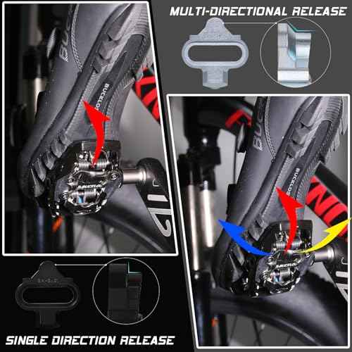 BUCKLOS SPD Pedals PD-M680 Mountain Bike Clip in SPD Flat Combo Dual Sided Pedals - Road Bike MTB Clipless Sealed Bearing Bicycle Clips Pedal Compatible with Shimano SPD Cleats (Black¡¦