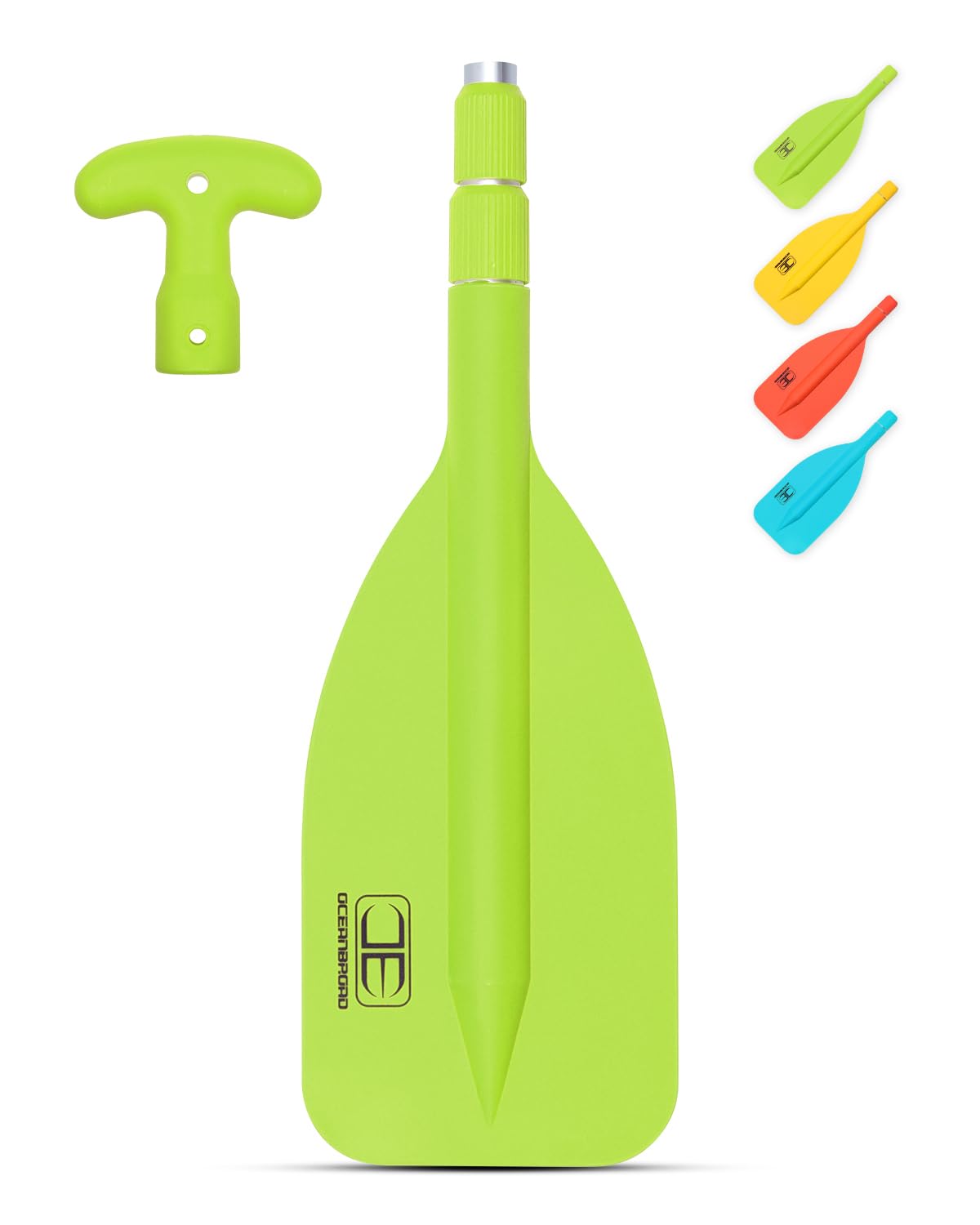 OCEANBROAD Telescoping Emergency Paddle 21''-42''（Assembling Required） Collapsible Paddles Aluminium Shaft for Kayaking Boating Canoeing River Tubing, Green, 2 Paddles