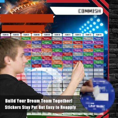 ROPODE Fantasy Football Draft Board Kit 2026-2027 - Red & Blue, Large 5.3x3.7 ft, 650+ Labels