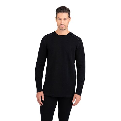 Terramar Men's Standard Ultra Merino Long Sleeve Crew Top, Black, Large
