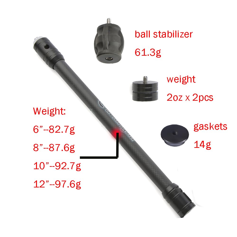 SHARROW Archery Bow Stabilizer for Compound Bow Carbon Fiber Stabilizer Damping System and Weights Kit Single Side V-bar and Bow Stabilizer Set (6"&8")