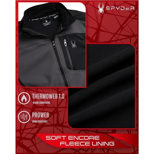 Spyder Men's Jacket - Full Zip Up Soft Encore Fleece Jackets for Men - Men's Lightweight Jackets with Chest Pockets (S-XL)