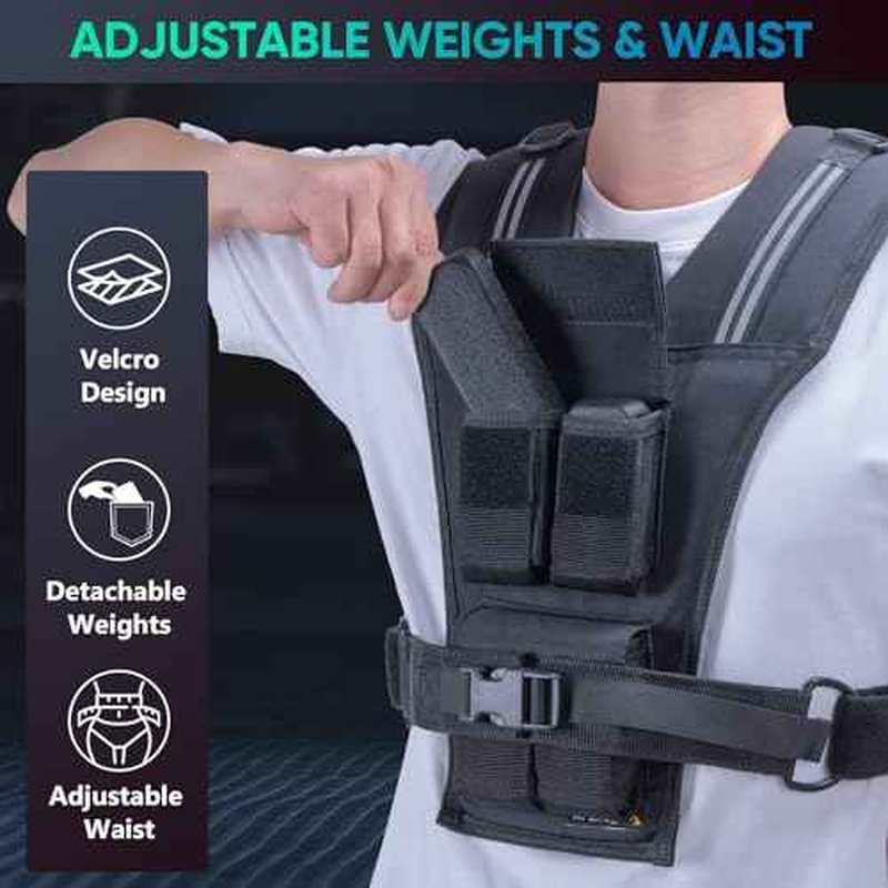 APEXUP Adjustable Weighted Vest Men 20lbs/30lbs/40lbs Weights with Reflective Stripe, Weight Vest Woman Workout Vest for Strength Training Running Walking
