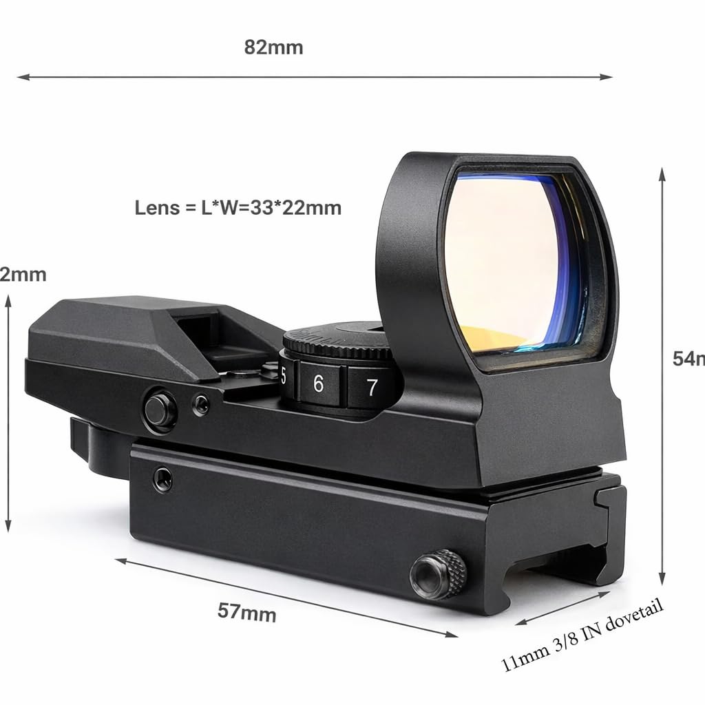 GOTICAL Red and Green Reflex Sight with 4 Reticles, 3/8" Dovetail Mount for Airgun Airsoft and .22 Rifle