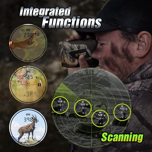 TIDEWE Hunting Rangefinder with Rechargeable Battery, 700Y Camo Laser Range Finder 6X Magnification, Distance/Angle/Speed/Scan Multi Functional Waterproof Rangefinder with Case