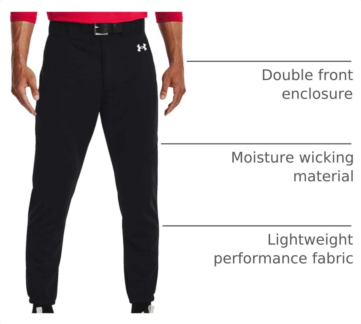 Under Armour Men's Utility Baseball Pant Closed 22, (001) Black / / White, Medium