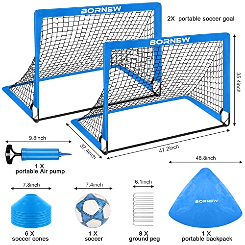 Kids Soccer Goal for Backyard Set - 2 Set of 6X4 / 4X3 ft Toddler Soccer Nets Training Equipment, Soccer Ball, Pop Up Portable Soccer Set for Kids and Youth Games and Training Goals