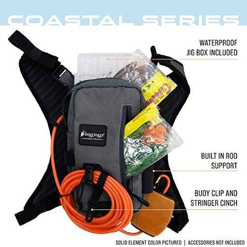 FROGG TOGGS Hightide Fishing Chest Pack, Easy Hands-Free tackle storage bag with built-in Rod Support