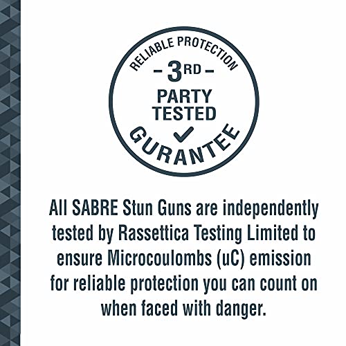 SABRE Pepper Spray for Self Defense, 2-in-1 Stun Gun and Flashlight, 25 Bursts of Max Strength OC Spray, Finger Grip, 0.54 fl oz, 1.160 µC Charge, 120 Lumens, Rechargeable, Safety Switch, Holster