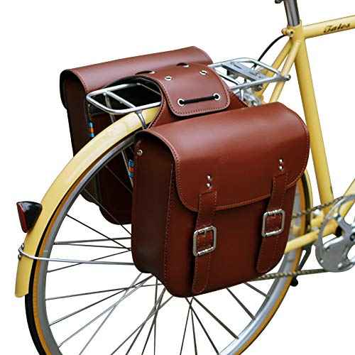 SENQI Retro Bicycle Rack Bag Leather Rear Rack Bike Bags Robust Rear Seatpost Bag for Retro Bicycle Saddle Rack Accessories