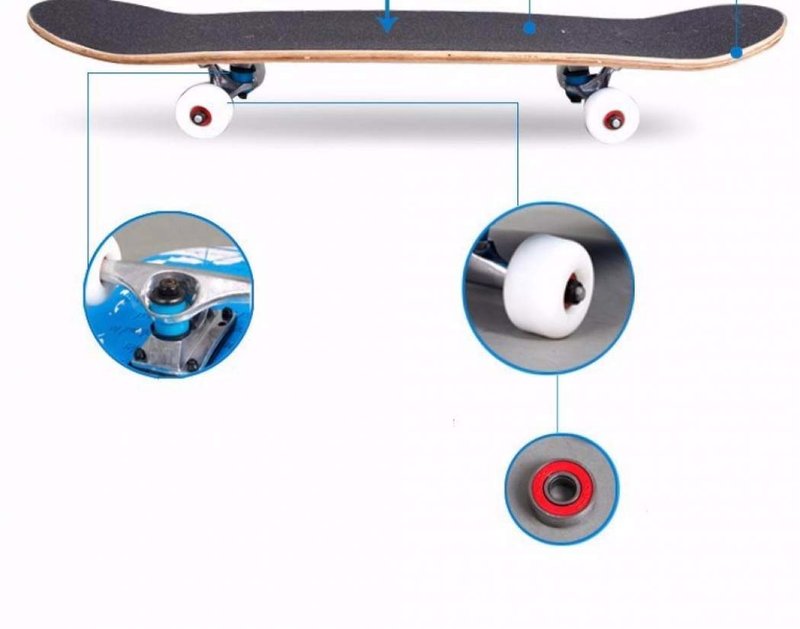 Wilver Complete Skateboards for Beginners Pro 31 inches Complete Skateboards for Teens Beginners Girls Boys Kids Adults, Maple Wood Skateboard (Color B)
