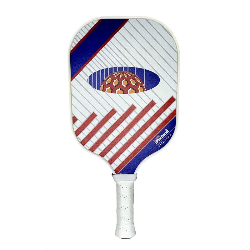 Pickleball Paddle Set Two Fiberglass Paddles & 4 White Balls with Black Bag Illusion by iPerform Brand (2 Paddles w/4 White Balls, Standard)