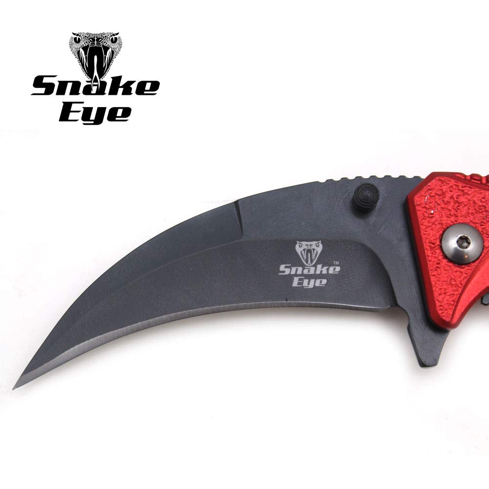 Snake Eye Tactical Everyday Carry Spring Assist Style Folding Pocket Knife EDC (Red)