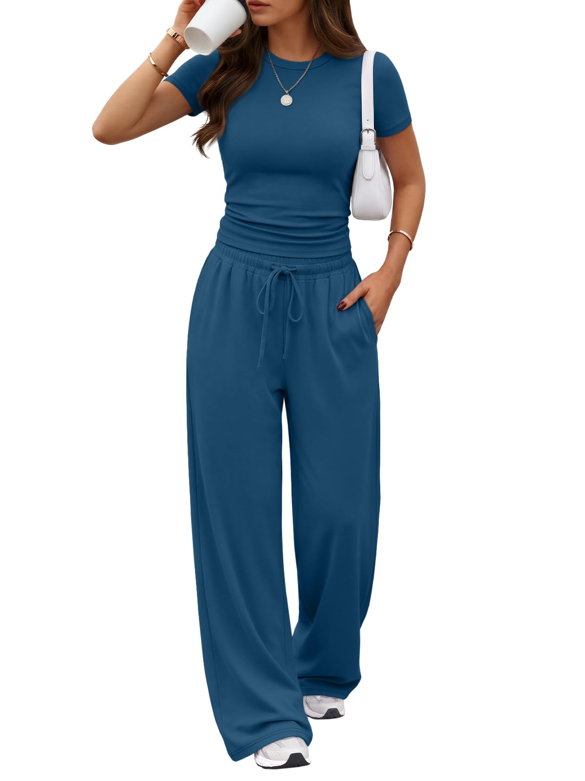 Trendy Queen Womens 2 Two Piece Set 2026 Summer Workout Vacation Gym Clothes Spring Fashion Lounge Matching Airport Travel Outfit Resort Wear Fitness Athleisure Clothing