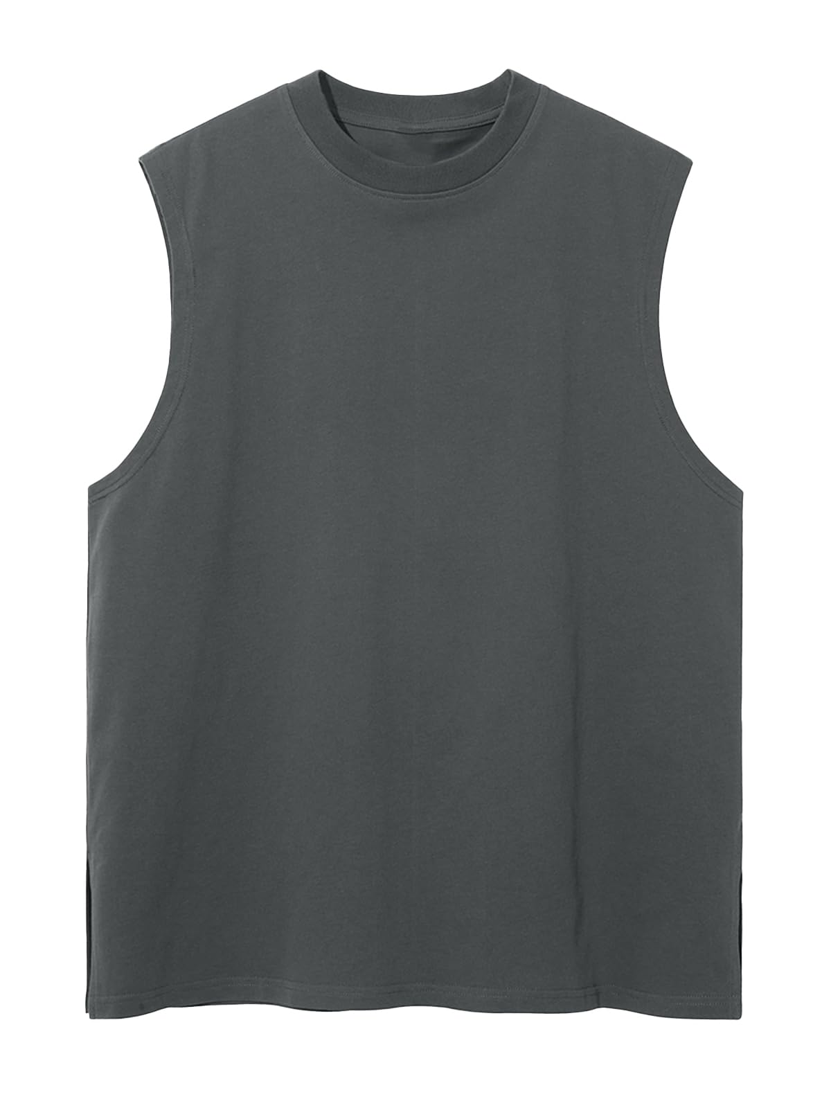 Mens Workout Tank Tops Sleeveless Tee Shirts Men Muscle Shirt Gym Cotton T Shirts Running Beach Loose Fit Tee（XZG,GY,L A-Grey