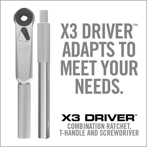 Real Avid X3 Ratcheting Screwdriver Set with 13 Bits, 3-in-1 Driver, T-handle & Extension - Includes 4 Hex 4 Torx 3 Metric 4 Standard Hex & Phillips