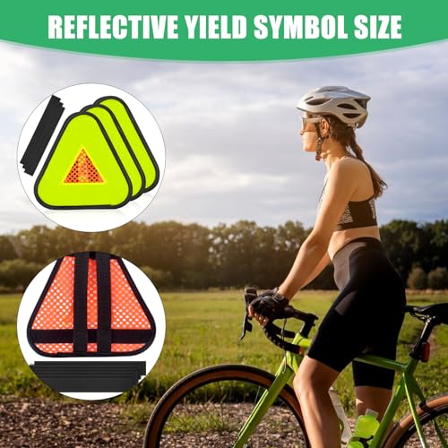 1 Pack Reflective Yield Symbol 7 * 7inch Reflective Safety Triangle Bike Reflective Triangle Sign High Visibility Safety Flag With Magic Adhesive Strap for Safety at Night Bike Recumbent Trike