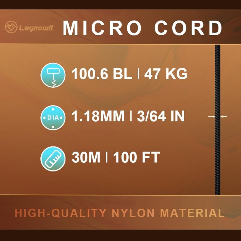 Micro Paracord - 1.18mm x 100ft Thin Braided Utility Cord for DIY, Crafting & Camping | 2 Pack
