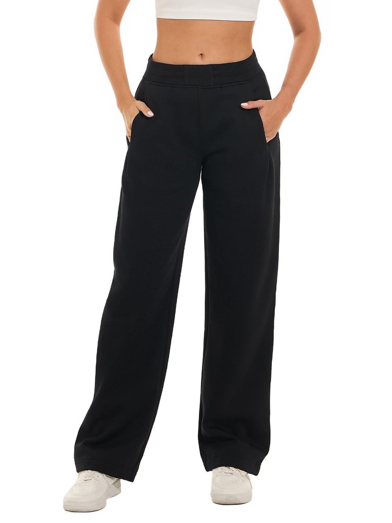 HOdo 32"/34" Inseam Womens Tall Sweatpants Fleece Joggers for Women Wide Leg Pants with Pockets for Workout Black-34-M