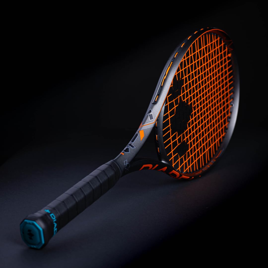 Diadem Axis 100 Tennis Racket | 16x19 String Pattern, FS3 Stabilization, Kraibon Vibration Dampening, Precision Strike Zone for Unrivaled Spin & Control (Black/Orange, Grip: 4 1/4" (L2))