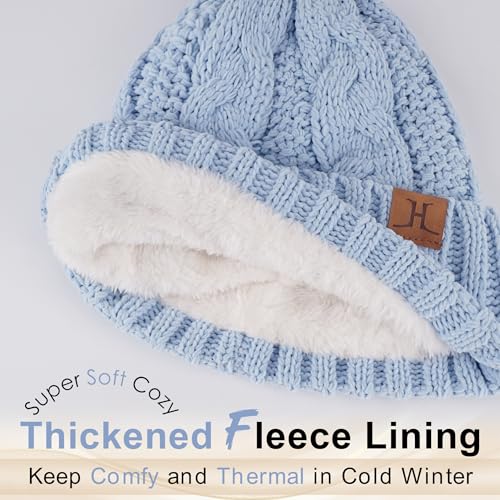 Women Winter Beanie Hats Knit Pompom Slouchy Beanies Fleece Lined Chenille Womens Hat Cold Weather Gifts for Women