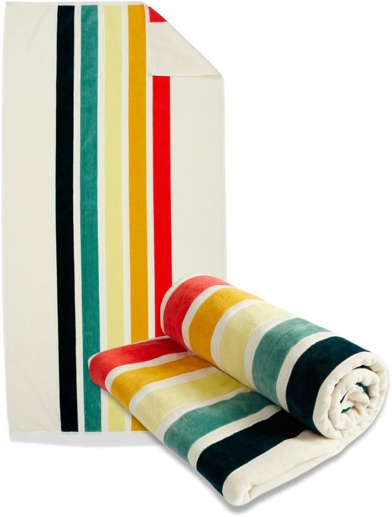 Luxury Oversized Beach Towels - Retro Stripes | 40" x 70" | 100% Combed Cotton, Ultra Plush & Soft