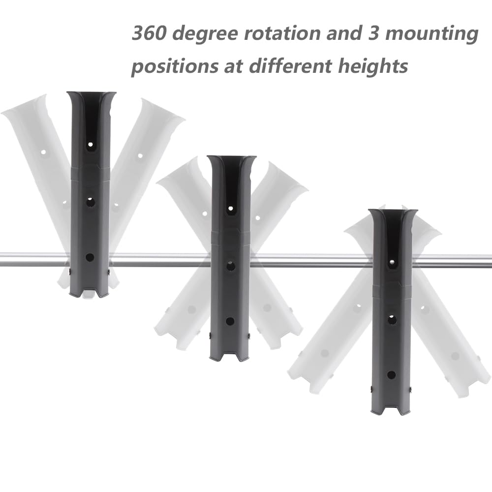 2 Pcs Adjustable Fishing Rod Holder, Spinning Plastic, Pole inserter for Boat Kayak Fishing, Black