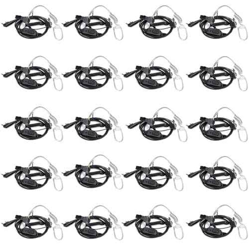 Retevis Walkie Talkie Earpiece with Mic,Surveillance Headset, Coiled Cord, for RT22 RT68 RT21 H-777 H-777H, Compatible with Baofeng BF-888S Pxton Kenwood 2 Way Radios, Walkie Talkie Earpiece(20 Pack)
