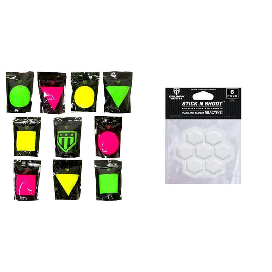 Pop Packs - 10 Bursting Targets - Splatter Targets - Precision Range Target & Stick N Shoot- 6 Adhesive Bleeding Targets - Splatter Targets – Reactive Target – Target Accessory