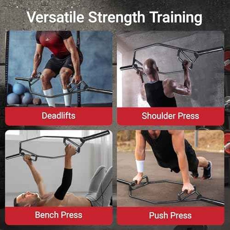 Fitvids Olympic 2-Inch Hex Weight Lifting Trap Bar with Long and Rotating Sleeves, 500-Pound Capacity, Open ?or Close Design, Alloy Steel, ?B?lack