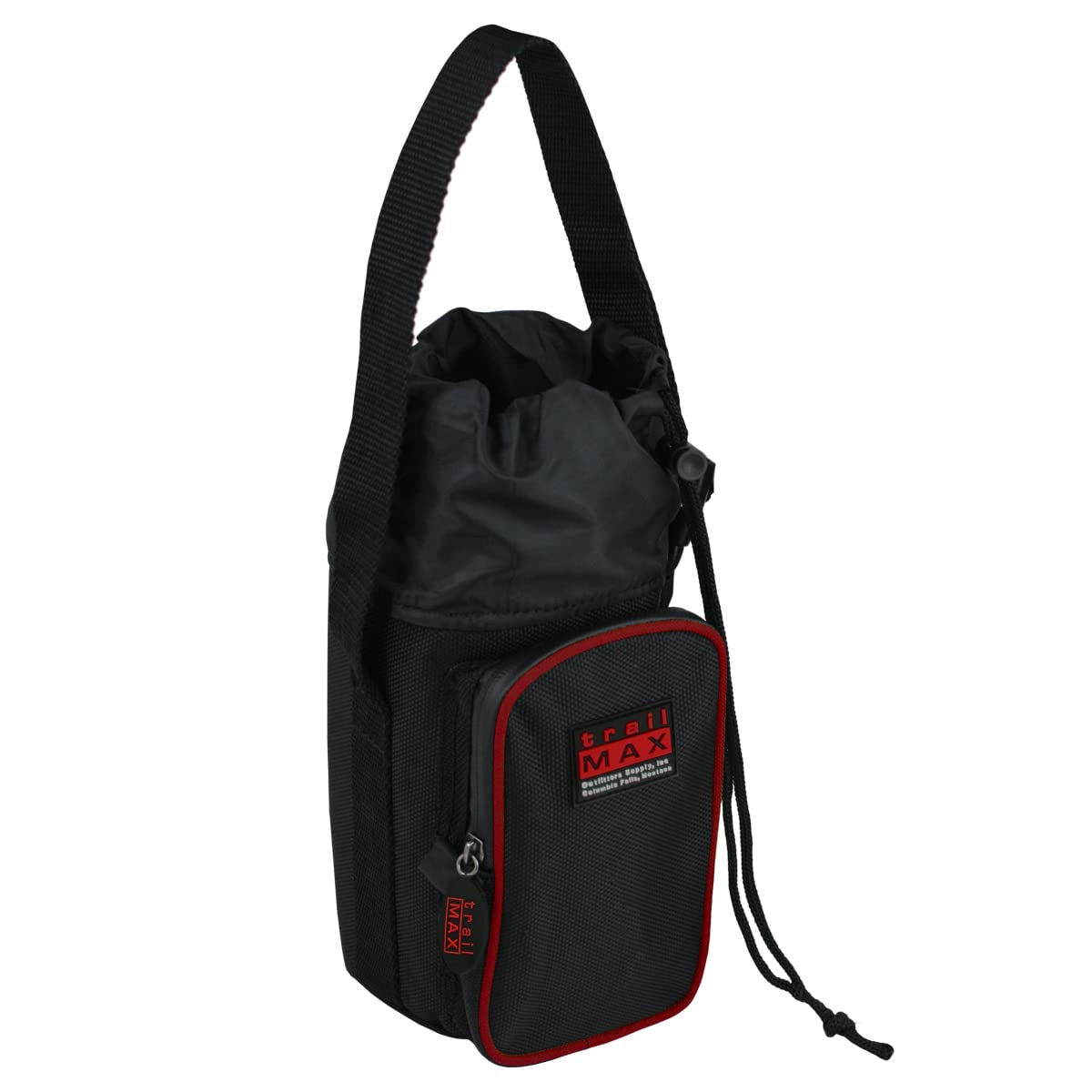 TrailMax 500 Series Water Bottle Horse Saddle Bag; Insulated & Padded Drink Holder; Water Bottle Holder; Western & endurance Saddle Water Carrier; Water Bottle Not Included; Red Piping