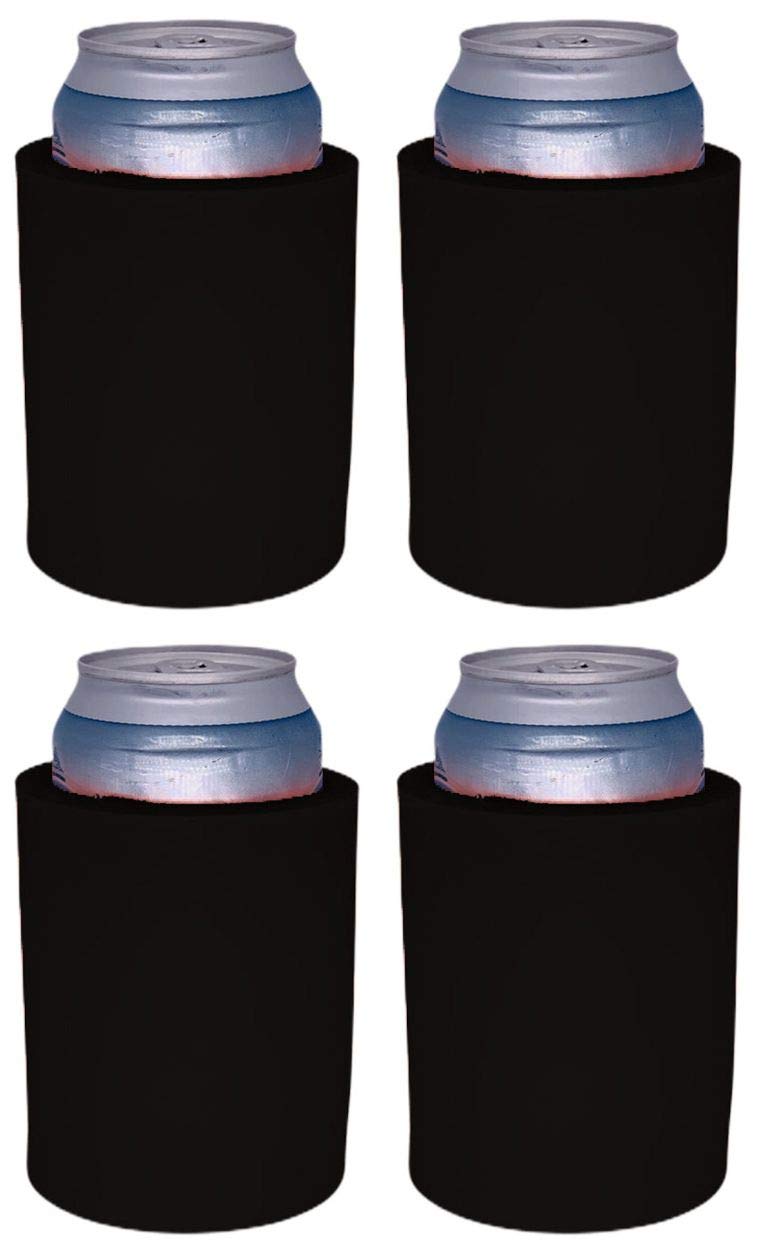 Blank Thick Foam Old School Can Cooler (4 Pack, Black)