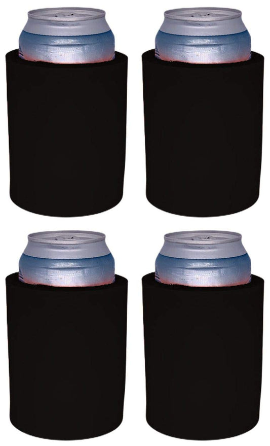 Blank Thick Foam Old School Can Cooler (4 Pack, Black)