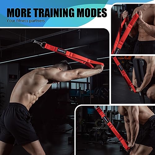 MANUEKLEAR Tricep Rope Cable Attachment Handles, Greater Range of Motion, Tricep Pull Down Rope for Push Downs, Crunches, Facepulls for Professional Gym (Red)