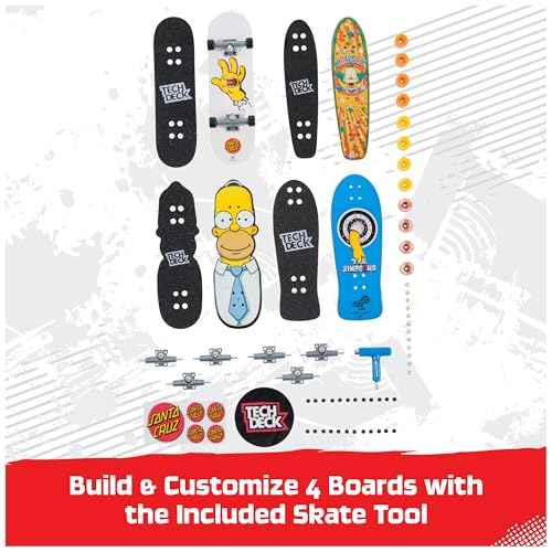 TECH DECK, Ultra DLX Fingerboard 4-Pack, Simpsons Skateboards, Collectible and Customizable Mini Skateboards, Kids Toys for Ages 6 and up