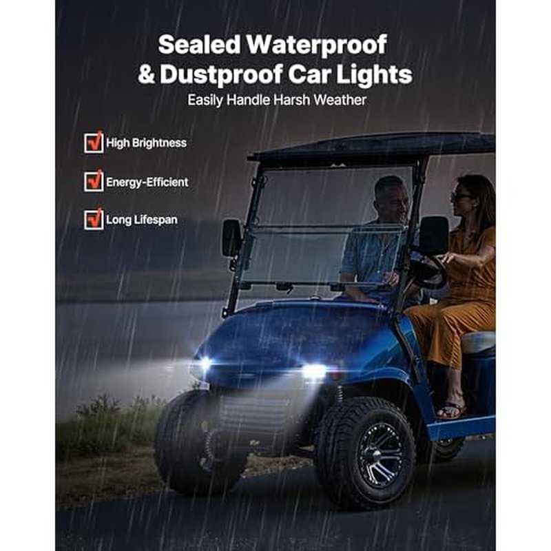 VEVOR Golf Cart Light Kit, 12 Volt, LED Headlight and Tail Light Kit with Wiring Harness, Switch, Zip Ties, ABS Housing, High-Brightness, Waterproof and Dustproof, Fit for EZGO TXT 1996-2013 Models