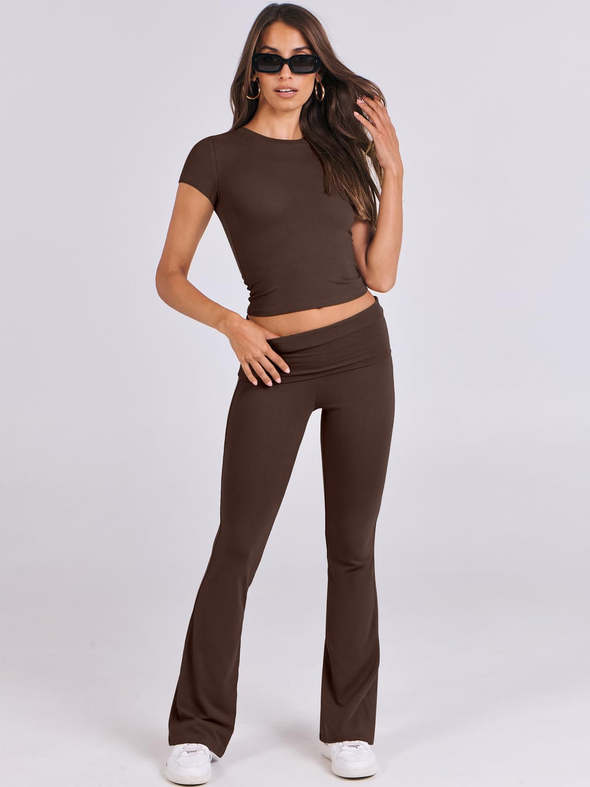 ANRABESS 2 Piece Lounge sets for Women Brown M