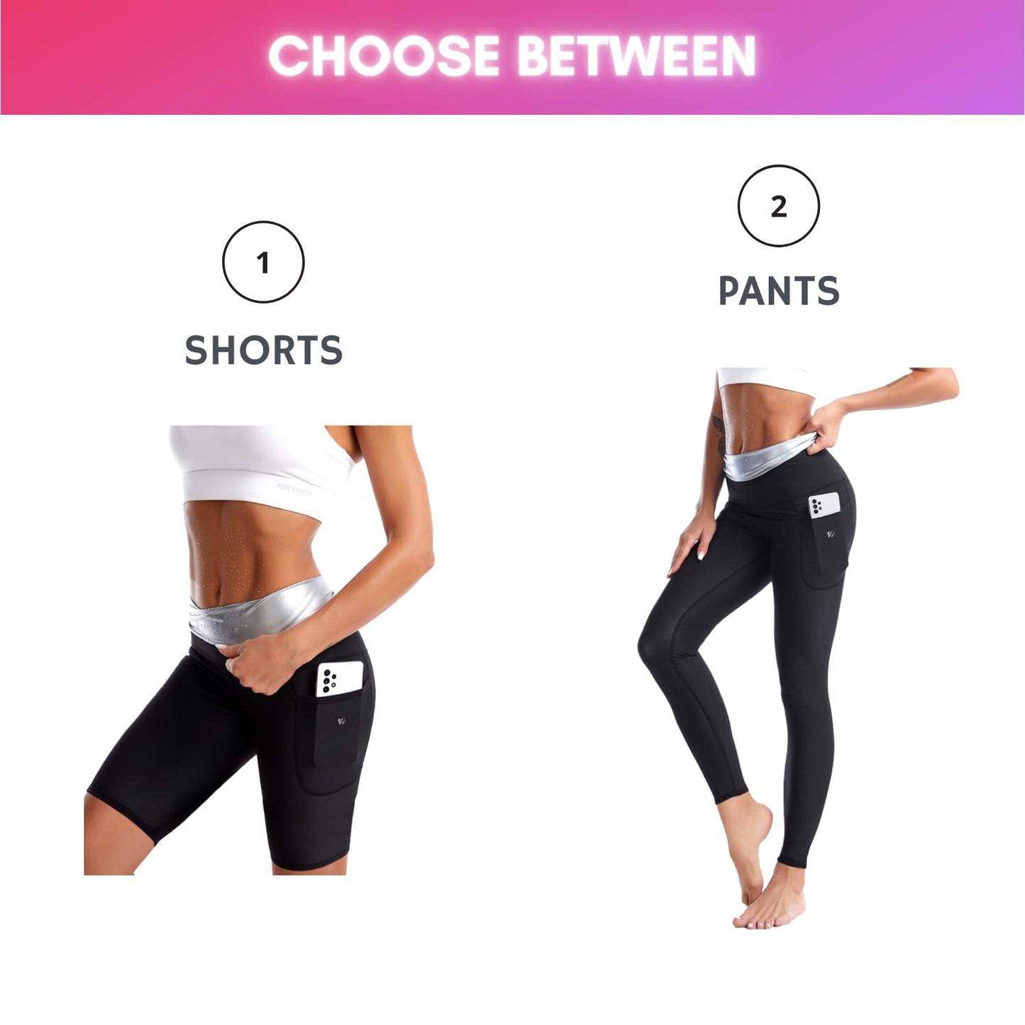 NANOHERTZ Sauna Sweat Suit Weight Loss Shapewear Shorts Pockets Waist Trainer Body Sweatsuit Exercise Fitness Gym Women Girls