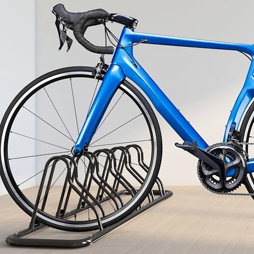 Simple Houseware 5 Bike Bicycle Floor Parking Adjustable Storage Stand, Black