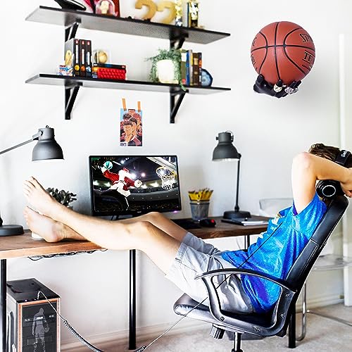 LOCZAR Basketball Holder, Hand Sculpture Ball Holder Wall Mount Art Decor Stand Storage Rack Organizer Display Case Man Cave for Football Soccer Gift Ideas for Him Men Boys Gamers (Black Ball Holder)