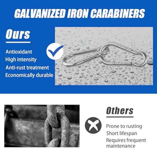 Small Carabiner Clip Hooks, 32pcs 1.57 inch Carabiners Heavy Duty, Galvanized Iron Spring Snap Hook Fits Camping Hiking, Metal Clips for Keychain Keys Rings