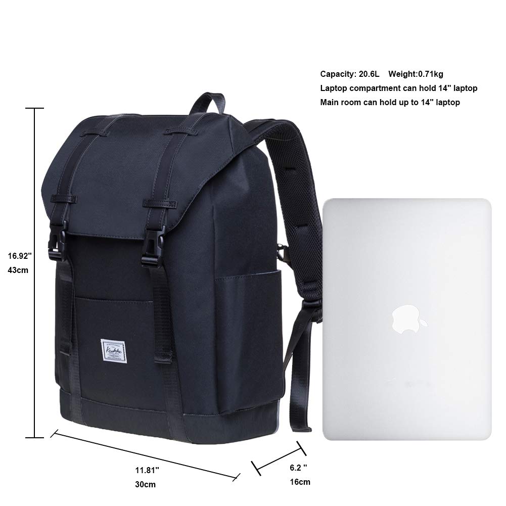 KAUKKO Vintage Casual polyster and Leather Rucksack Backpack