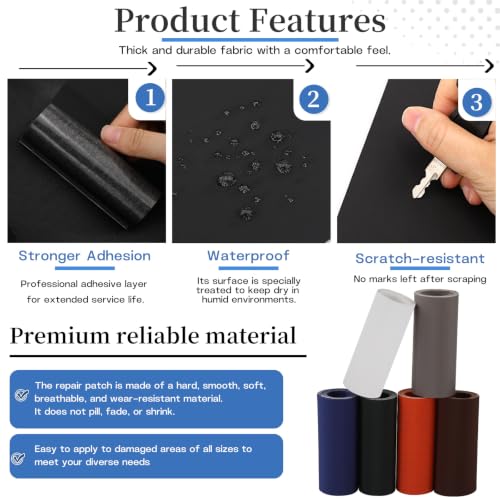 Fadoub Black Nylon Tent Repair Tape Self-Adhesive Fabric Patch Kit for Outdoor Gear