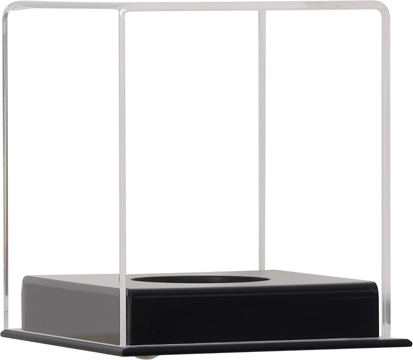 UV Protection Softball Display Case - Clear Cube for 12-Inch Balls | Black Plastic Stand