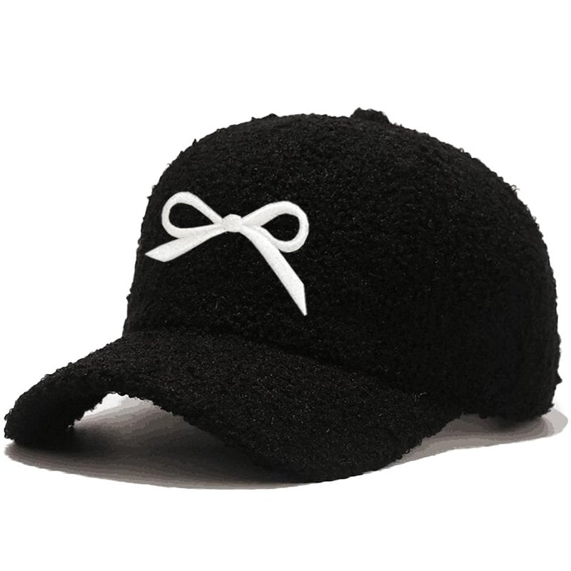 Avilego Winter Baseball Cap for Women Lamb Wool Solid Color Warm Baseball Cap for Outdoor Travel