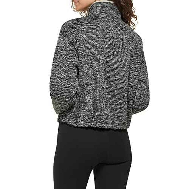 DKNY Women's Half Zip Fleece Sweater with Cinch Waist