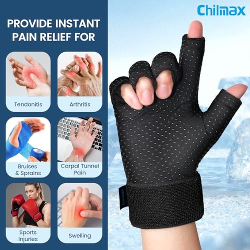 Hand Ice Pack Glove for Arthritis Pain Relief,Hot & Cold Therapy Fingers Arthritis Compression Ice Pack Wrap Adjustable Gel Wrist Ice Pack for Carpal Tunnel,Swelling,Tendinitis(1pcs Medium)