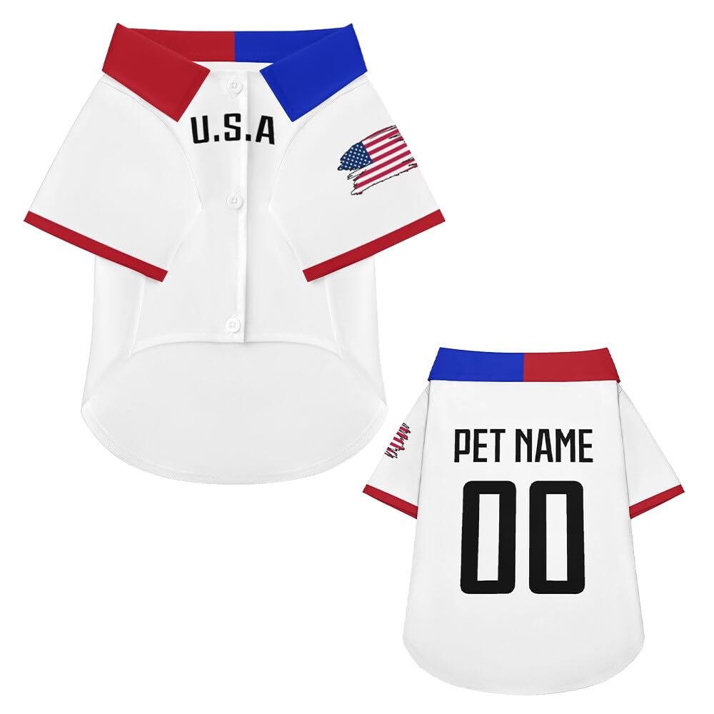 Custom Dog Shirt USA Soccer Shirt 23/24 Personalized Name Number Gifts for Pet Dogs Cats Shirts Puppy Kitten